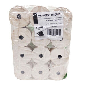 GORILLA Supply Bond Paper 2-1/4" x 150' CALCULATOR PAPER 12 Pack 1-Ply White